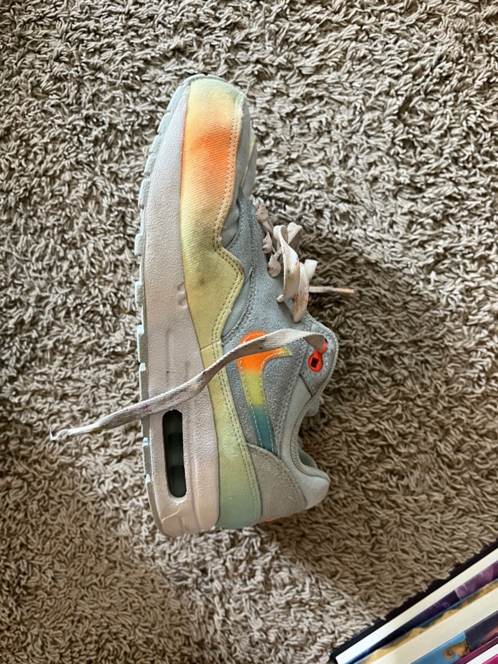 Nike Air Max 1 Kids Pastel Tie-Dye Sneakers with Rainbow Swoosh